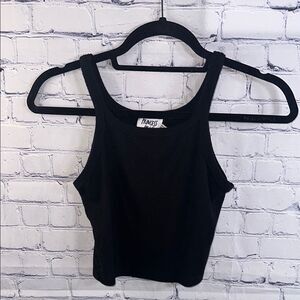 ✨ Princess Polly Black Ribbed Crop Top - Size 4, Perfect Condition